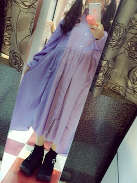 「usedのアイテム（ワンピース/ドレス、パープル系）」を使った、ayakaさん（レディース・145cm）の冬コーディネート