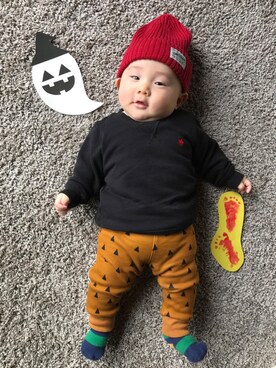 「POLObabyのアイテム（トップス、ブラック系）」を使った、I.Nさん（キッズ・70cm）の秋コーディネート