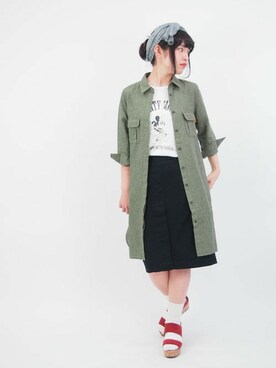「179/WG（イチナナキュウダブルジー）のアイテム（シャツワンピース）」を使った、ニコルさん（レディース・155cm）の夏コーディネート