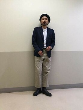 「モックネックカットソー」｜ニコルさん（メンズ・169cm）の秋コーディネート