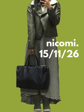 「cache cache（カシュ カシュ）のアイテム（ボストンバッグ）」を使った、にこみさん（レディース・158cm）の秋コーディネート