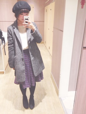 「ehka sopo（エヘカソポ）のアイテム（チェスターコート）」を使った、n a z u k i ⚘さん（レディース・154cm）の秋コーディネート