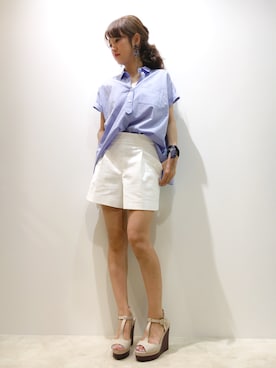 「ブルー x ホワイト」｜「アイテム（アクセサリー）」を使った、kamさん（レディース・155cm）の春コーディネート