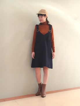 「テラコッタ」｜「アイテム（キャップ）」を使った、kamさん（レディース・155cm）の秋コーディネート