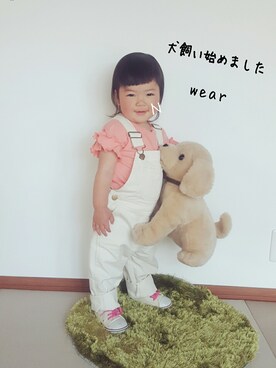 「ホワイトパンツ祭り」｜「アイテム（オールインワン・サロペット）」を使った、onachuさん（キッズ・80cm）の春コーディネート