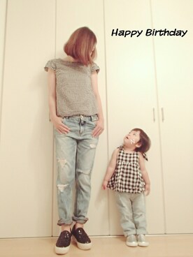 「present（プレゼント）のアイテム（その他）」を使った、onachuさん（キッズ・80cm）の春コーディネート