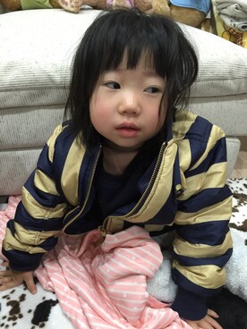 「Mini Rodini（ミニロディーニ）のアイテム（ジャケット/アウター）」を使った、うさこぴさん（キッズ・80cm）の冬コーディネート
