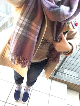 「アイテム（アクセサリー、パープル系）」を使った、rinrinさん（レディース・162cm）の冬コーディネート