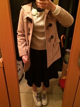 「ソックス」｜「アイテム（ダッフルコート）」を使った、rinrinさん（レディース・163cm）の冬コーディネート