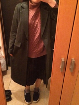 「ソックス」｜「アイテム（チェスターコート）」を使った、rinrinさん（レディース・163cm）の冬コーディネート