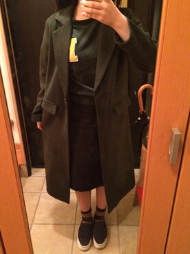 「ソックス」｜「アイテム（チェスターコート）」を使った、rinrinさん（レディース・163cm）の冬コーディネート