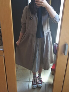 「ひざ丈スカート」｜「アイテム（ワンピース/ドレス）」を使った、rinrinさん（レディース・162cm）の春コーディネート