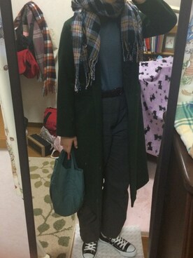「archives（アルシーヴ）のアイテム（チェスターコート）」を使った、rinrinさん（レディース・162cm）の冬コーディネート