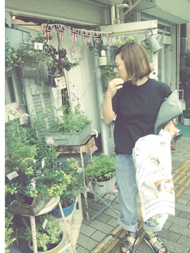 「suicoke（スイコック）のアイテム（サンダル、シルバー系）」を使った、mojaicoさん（レディース）の夏コーディネート