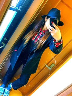 「ツバ広ハット」｜「アイテム（サロペット/オーバーオール）」を使った、みーとぅんさん（レディース・169cm）の秋コーディネート