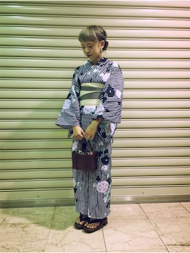 「lady」｜「アイテム（浴衣）」を使った、SHIOさん（レディース・154cm）の夏コーディネート