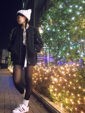 「オルチャンファッション」｜「アイテム（ミリタリージャケット）」を使った、SHIOさん（レディース・154cm）の冬コーディネート