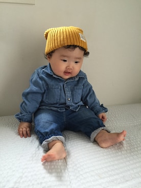 「ZARA KIDSのアイテム（シャツ/ブラウス、ブルー系）」を使った、koharuさん（キッズ・70cm）の夏コーディネート