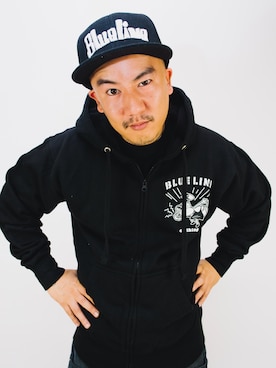 「アイテム（パーカー）」を使った、DJ2HIGHさん（メンズ・160cm）の冬コーディネート