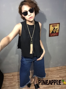 「Pineappleのアイテム」を使った、楊妞さん（レディース・162cm）の夏コーディネート