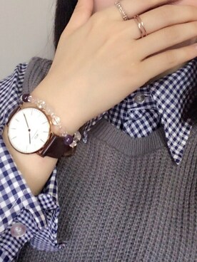 「Daniel Wellington（ダニエルウェリントン）のDaniel Wellington St Mawes 40mm（アナログ腕時計、ブラウン系）」を使った、ちゃんさん（レディース・154cm）の春コーディネート