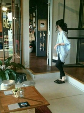 「Ameri（アメリ）のアイテム（バングル/リストバンド）」を使った、えりぴさん（レディース・157cm）の夏コーディネート