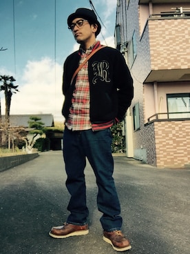 「レッドウィング」｜「アイテム（その他アウター）」を使った、Tomoki ☆さん（メンズ・166cm）の冬コーディネート