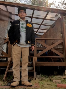 「チャンピオン パーカー」｜「アイテム（ブーツ）」を使った、Tomoki ☆さん（メンズ・166cm）の春コーディネート