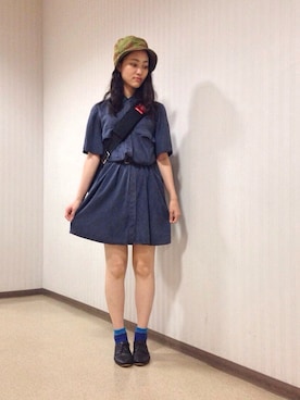 「BEAMS BOY（ビームスボーイ）のアイテム（ハット）」を使った、AZさん（レディース・163cm）の夏コーディネート