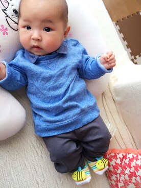 「アイテム（ポロシャツ）」を使った、はらりさん（キッズ・60cm）の春コーディネート