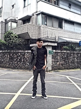 「(A)CRYPSISのアイテム」を使った、Yu Laiさん（メンズ・173cm）の春コーディネート