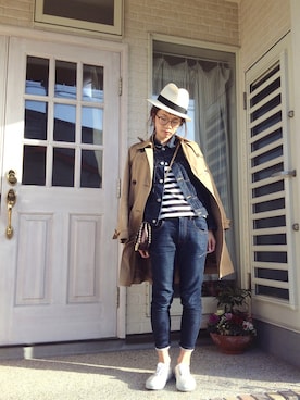 「ADAM ET ROPE'（アダムエロペ）のアイテム（トレンチコート）」を使った、miisuuzuukiiさん（レディース・161cm）の春コーディネート