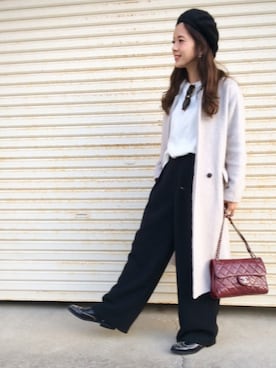 「UNIQLO（ユニクロ）のアイテム（ハンチング/ベレー帽）」を使った、miisuuzuukiiさん（レディース・161cm）の冬コーディネート