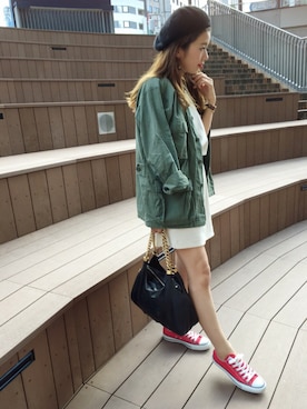 「UNIQLO（ユニクロ）のアイテム（ハンチング/ベレー帽）」を使った、miisuuzuukiiさん（レディース・161cm）の秋コーディネート