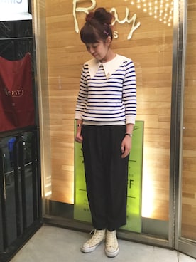 「アイテム（ブローチ/コサージュ、ホワイト系）」を使った、Aileenさん（レディース・159cm）の冬コーディネート