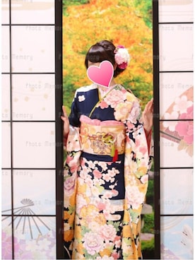 「撮影」｜「アイテム（浴衣）」を使った、𝕎‌*☻さん（レディース・166cm）の秋コーディネート