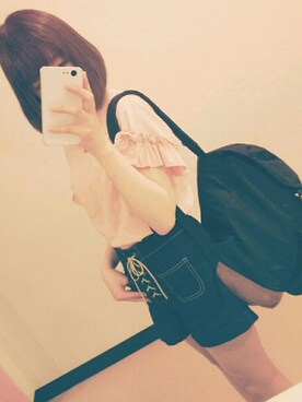 「WEGO（ウィゴー）のアイテム（その他パンツ、ブルー系）」を使った、ひかりさん（レディース・160cm）の夏コーディネート
