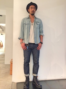 「MARC JACOBS（マークジェイコブス）のアイテム（ブーツ）」を使った、Takuma(irieYOKOHAMA)さん（メンズ・178cm）の秋コーディネート