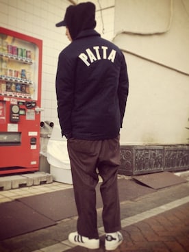 「umit benan（ウミットベナン）のアイテム（パンツ）」を使った、SFTBさん（メンズ・177cm）の冬コーディネート
