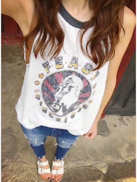 「アイテム（タンクトップ）」を使った、yurieさん（レディース・153cm）の夏コーディネート