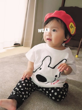 「Petit jam（プチジャム）のアイテム（帽子）」を使った、AYANYANさん（キッズ・70cm）の夏コーディネート