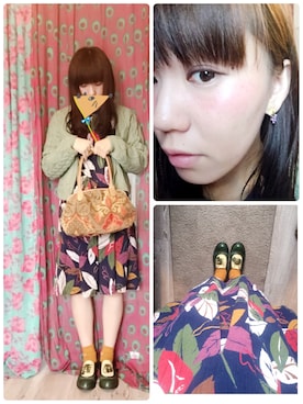 「アイテム（アクセサリー、パープル系）」を使った、Yumeno さん（レディース・165cm）の秋コーディネート