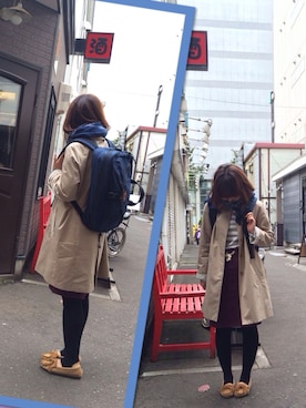 「IENA」｜「アイテム（ステンカラーコート）」を使った、natsunさん（レディース・157cm）の秋コーディネート