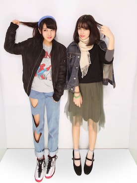 「WC（ダブル シー）のアイテム（デニムパンツ）」を使った、▪️ranmaru▪️さん（レディース・156cm）の冬コーディネート