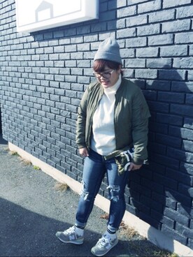 「くつした」｜「アイテム（ブルゾン）」を使った、A8Pさん（レディース・155cm）の冬コーディネート