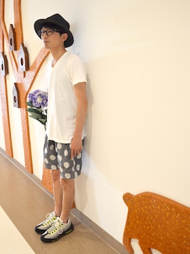 「JOURNAL STANDARD relume（ジャーナルスタンダード　レリューム）のアイテム（ハット）」を使った、ちーばくんさん（メンズ・165cm）の夏コーディネート