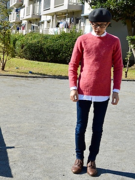 「tricker's」｜「アイテム（ハンチング/ベレー帽）」を使った、ちーばくんさん（メンズ・165cm）の秋コーディネート