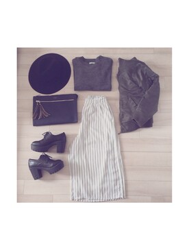 「GLOBAL WORK（グローバルワーク）のフェルトナカオレＨＡＴ/565115（ハット）」を使った、RIIINAAAさん（レディース・156cm）の秋コーディネート