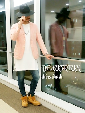 「BEN DAVIS/PROJECT LINE（ベンデイビスプロジェクトライン）のアイテム」を使った、本多 友樹さん（メンズ・184cm）の夏コーディネート