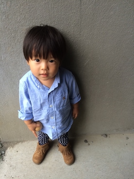 「GAP（ギャップ）のアイテム（シャツ/ブラウス、ブルー系）」を使った、YURIEさん（レディース）の秋コーディネート